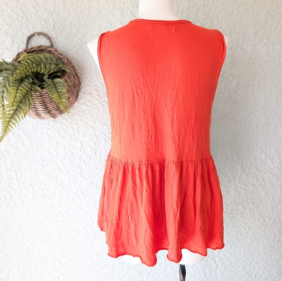 We The Free People Women's Orange Sleeveless Peplum  top size L - Picture 4 of 4